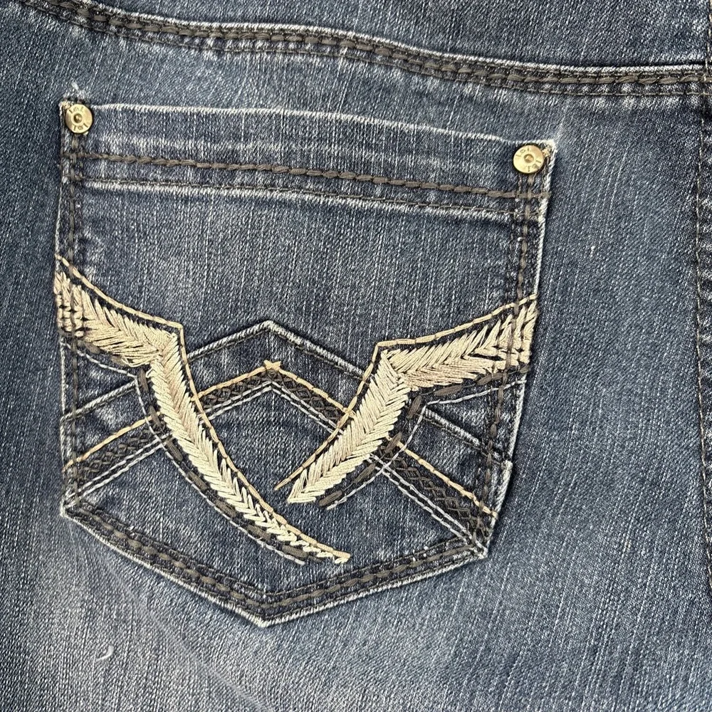 LEI Ashley Skinny Jeans Womens 17 Reg Blue Embroidered Pocket Low Rise Denim